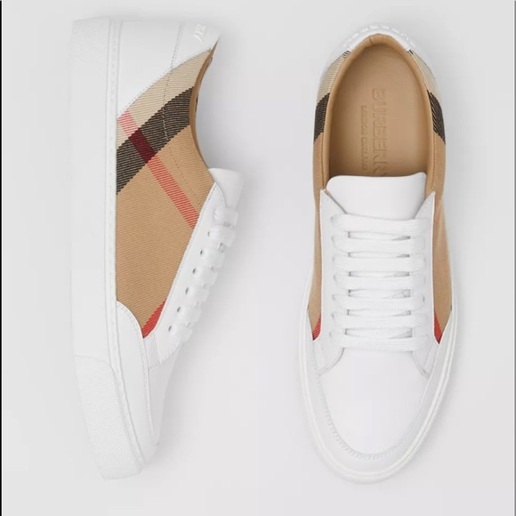 Burberry Shoes - Burberry House Check and Leather Sneakers